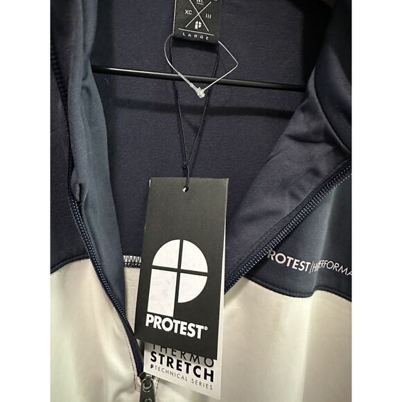 NWT Protest Men's Blues 1/4 Zip Fleece Top in Multi Cinema Size Large Light Cool - Picture 5 of 13